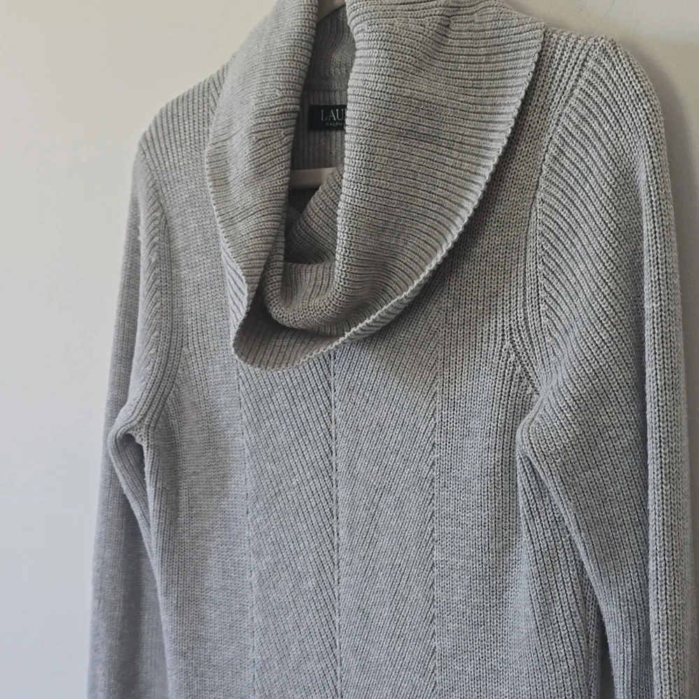 Lauren Ralph Lauren Gray Knit Turtleneck Sweater Dress Size Small
